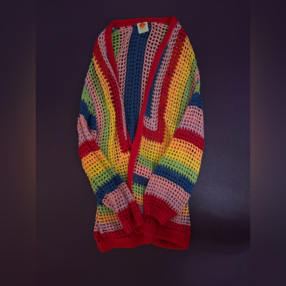 Farm Rio Multicolor Open-Knit Sweater